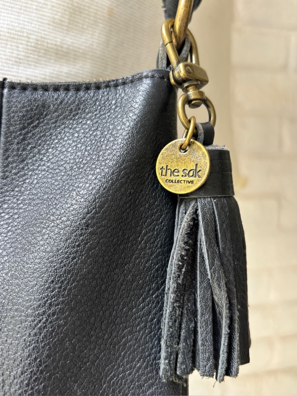 THE SAK  convertible LADERA pebbled leather BLACK crossbody POCKETS bag - Picture 10 of 14